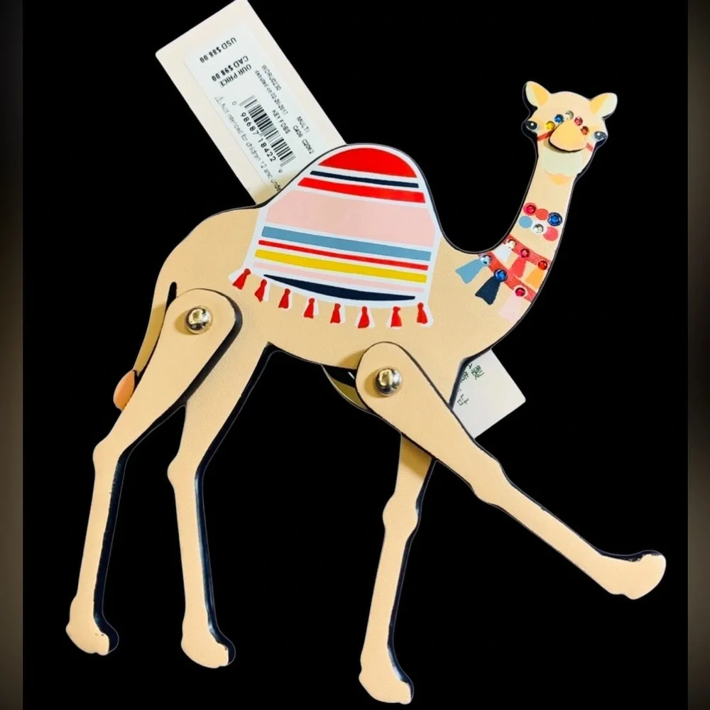 NWT Kate Spade Camel Key Chain, Vibrant multi color.(pink,green) Movable legs - Picture 5 of 8